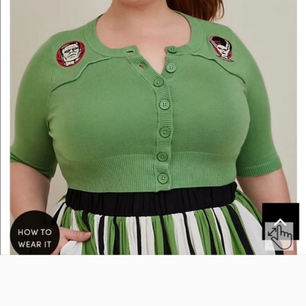 Torrid monsters cropped cardigan size 4 bride of Frankenstein